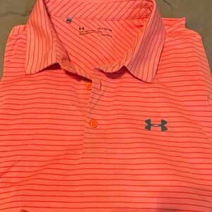Under Armour Coral Striped Polo Shirt